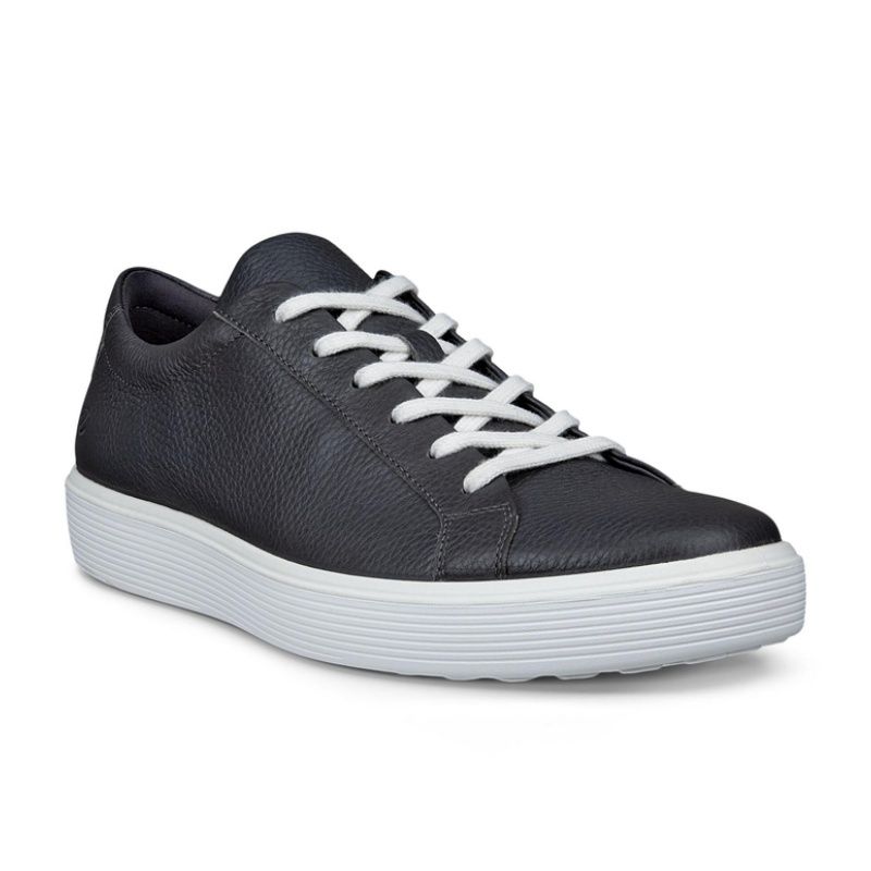 ECCO MEN&#39;S SOFT 60 LEATHER ATHLETIC SHOE BLUE