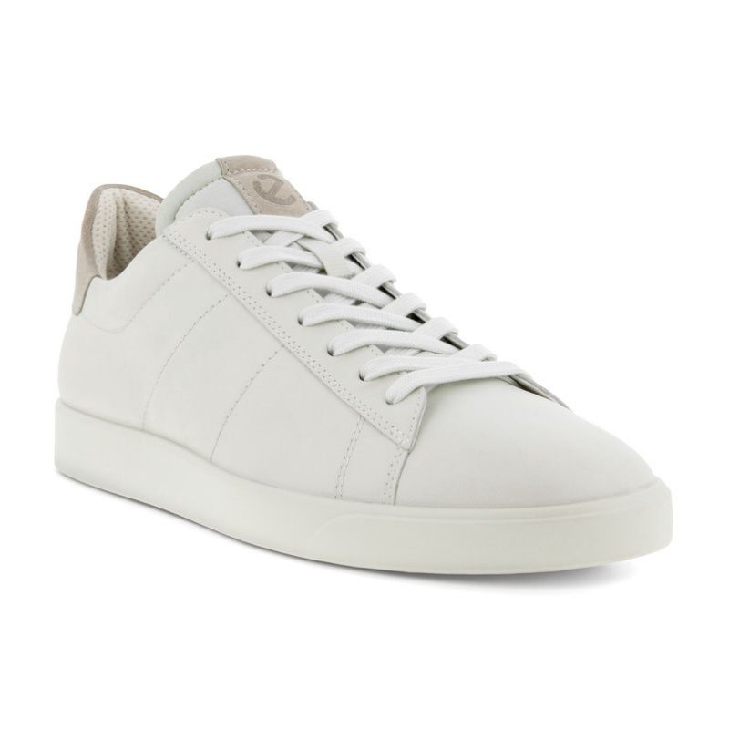 ECCO MEN&#39;S STREET LITE LEATHER SNEAKER WHT, Size: 41(EU)