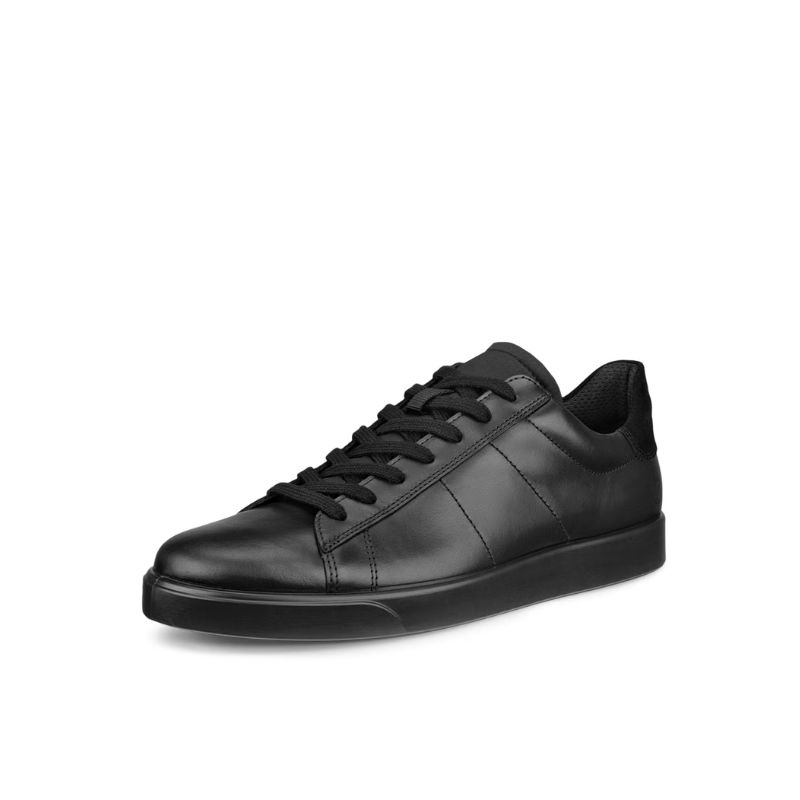 ECCO MEN&#39;S STREET LITE LEATHER SNEAKER BLACK, Size: 40(EU)