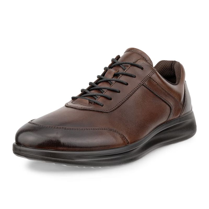 ECCO MEN&#39;S AQUET LEATHER SHOE BROWN