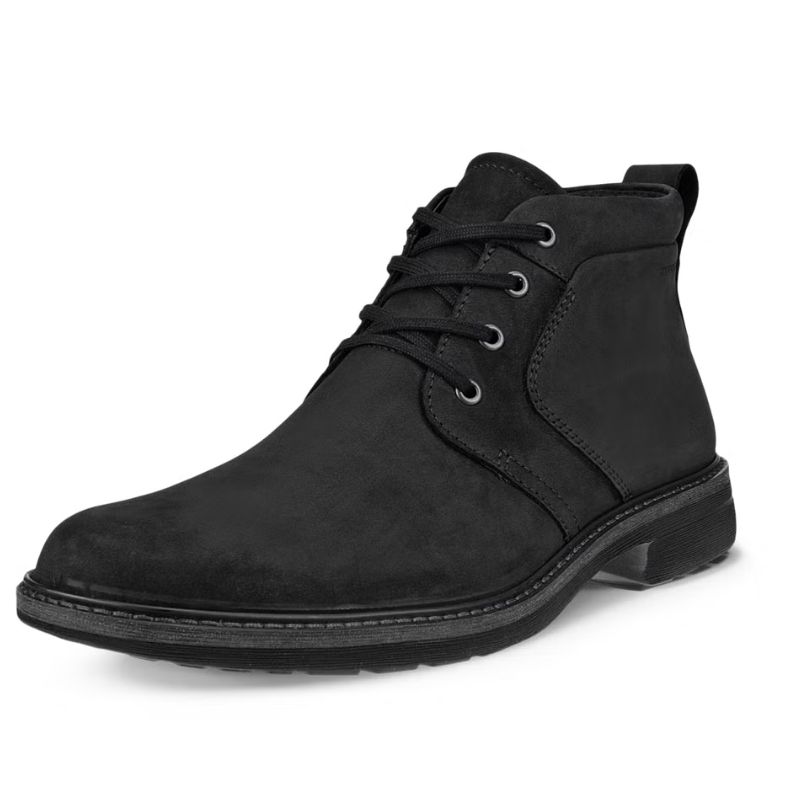 ECCO MEN&#39;S NUBUCK WATERPROOF ANKLE BOOT TURN II BLK