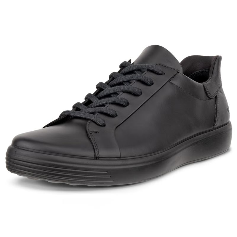 ECCO MEN&#39;S LEATHER SNEAKER SOFT 7 BLK