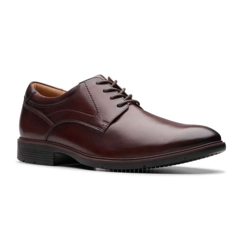 CLARKS MEN&#39;S ELDREDGE PLAIN DRESS SHOE - DARK BROWN LEATHER, Size: 8(US)