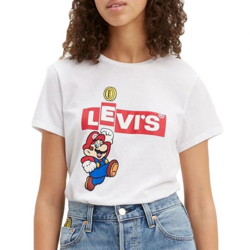 LEVIS WOMEN&#39;S PERFECT TEE SHIRT MARIO WHITE