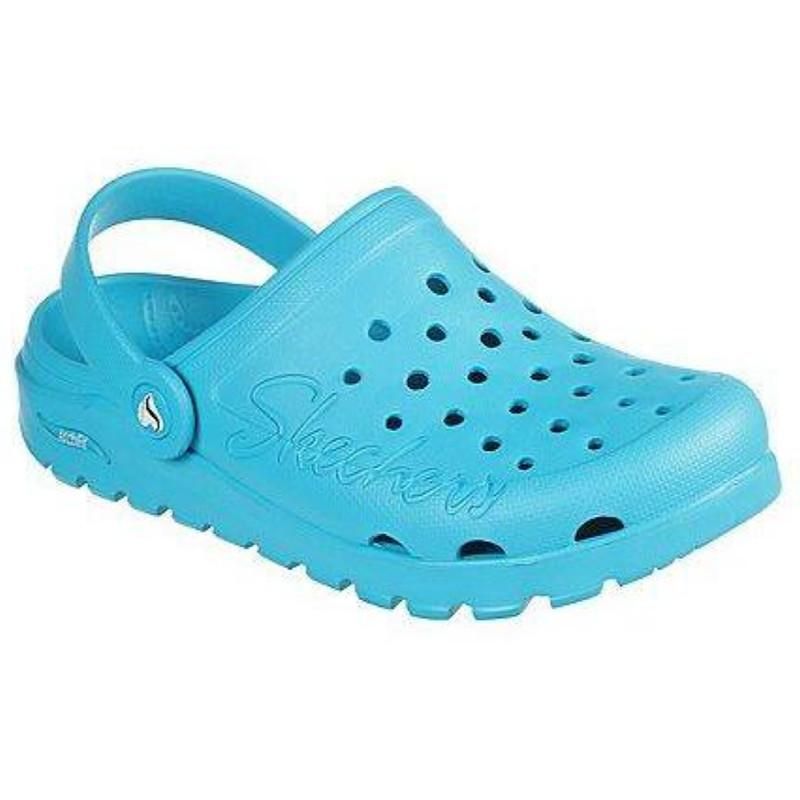 SKECHERS WOMEN'S ARCH FIT FOOTSTEPS PURE JOY SANDAL BLUE, Size: 6(US)