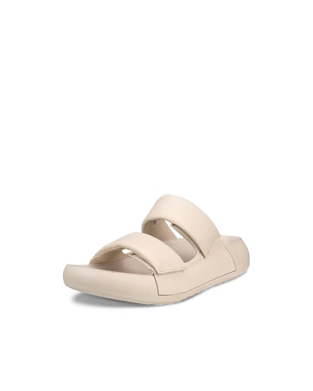 ECCO WOMEN'S COZMO PLATFORM LEATHER TWO STRAP SANDAL BEIGE