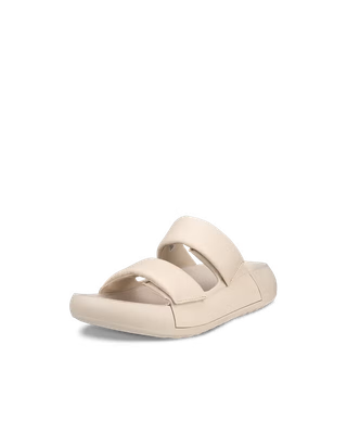 ECCO WOMEN'S COZMO PLATFORM LEATHER TWO STRAP SANDAL BEIGE
