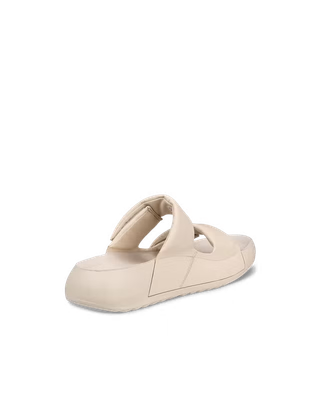 ECCO WOMEN'S COZMO PLATFORM LEATHER TWO STRAP SANDAL BEIGE