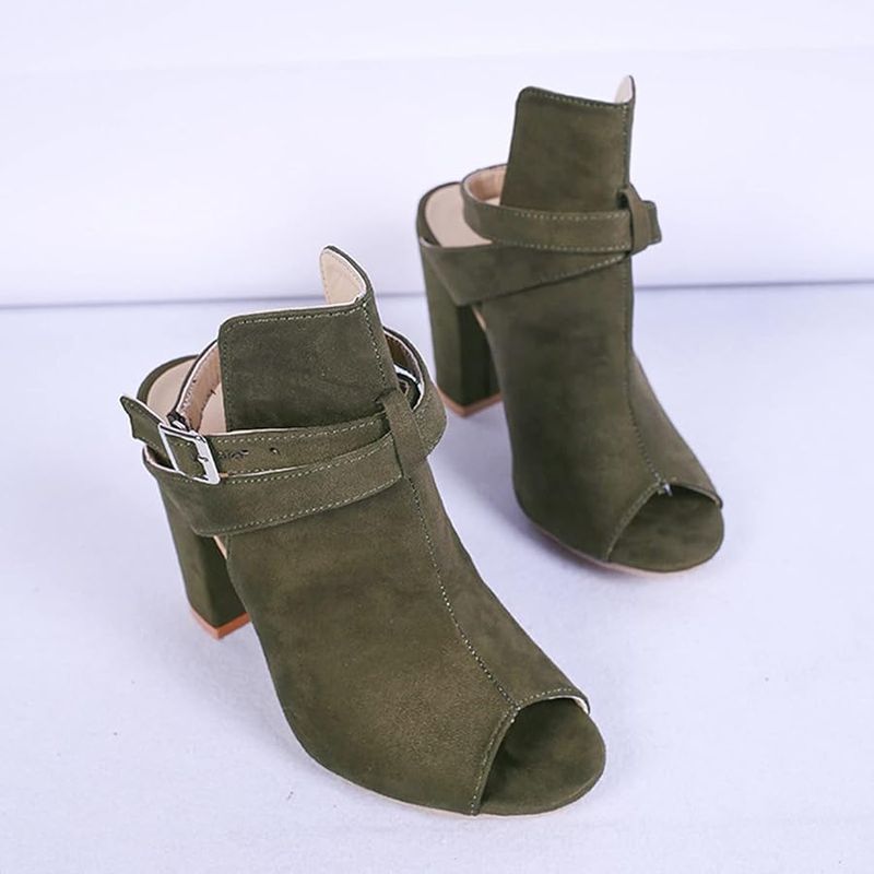 Mules à Talons Blocs en Daim
