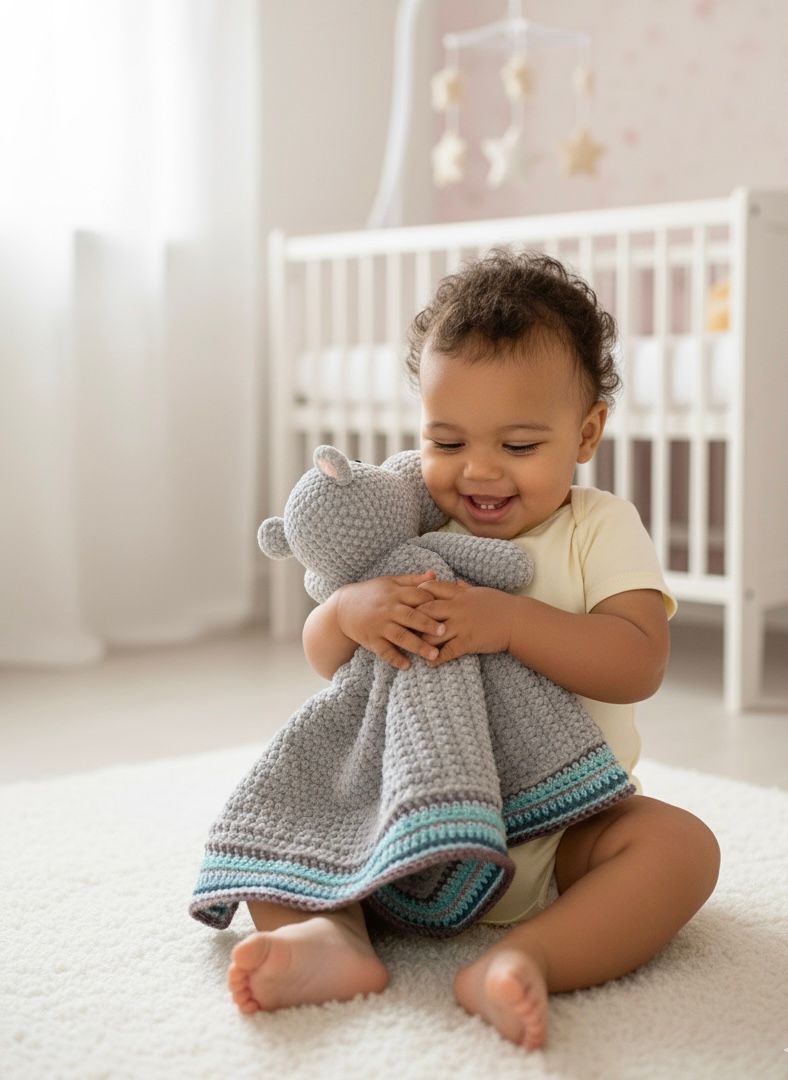 Häkelset Kuscheldecke Nilpferd