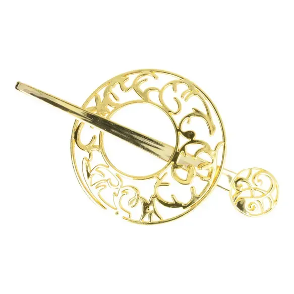 Strickjackenverschluss rund goldfarben durchbrochen – 90 mm Durchmesser