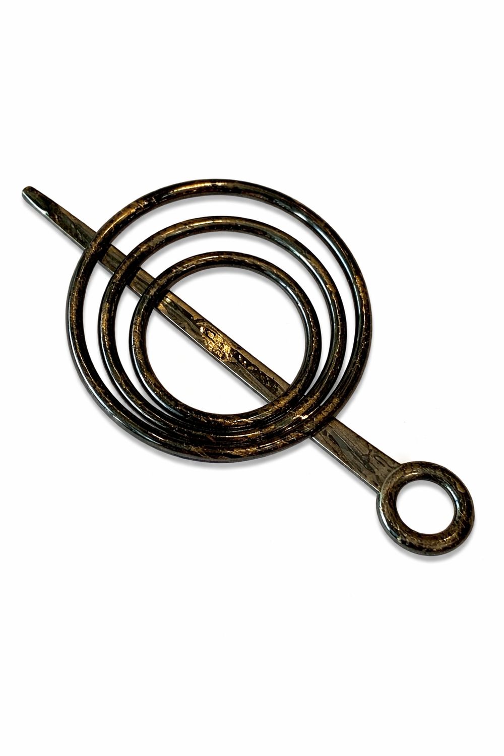 Strickjackenverschluss rund, schwarz/bronzefarben – 95 mm Durchmesser
