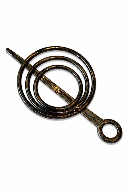 Strickjackenverschluss rund, schwarz/bronzefarben – 95 mm Durchmesser