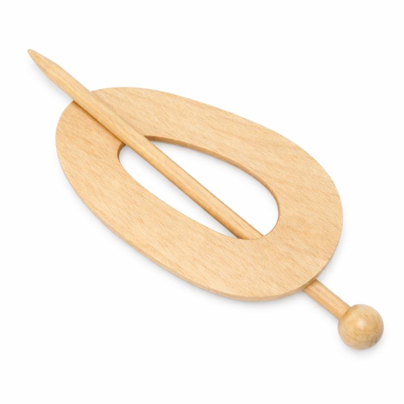 Strickjackenverschluss eiförmig natur – 80 mm lange Seite, 44 mm kurze Seite