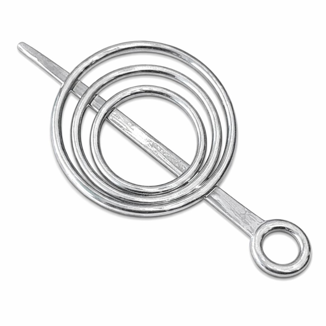 Strickjackenverschluss rund, silberfarben – 95 mm Durchmesser