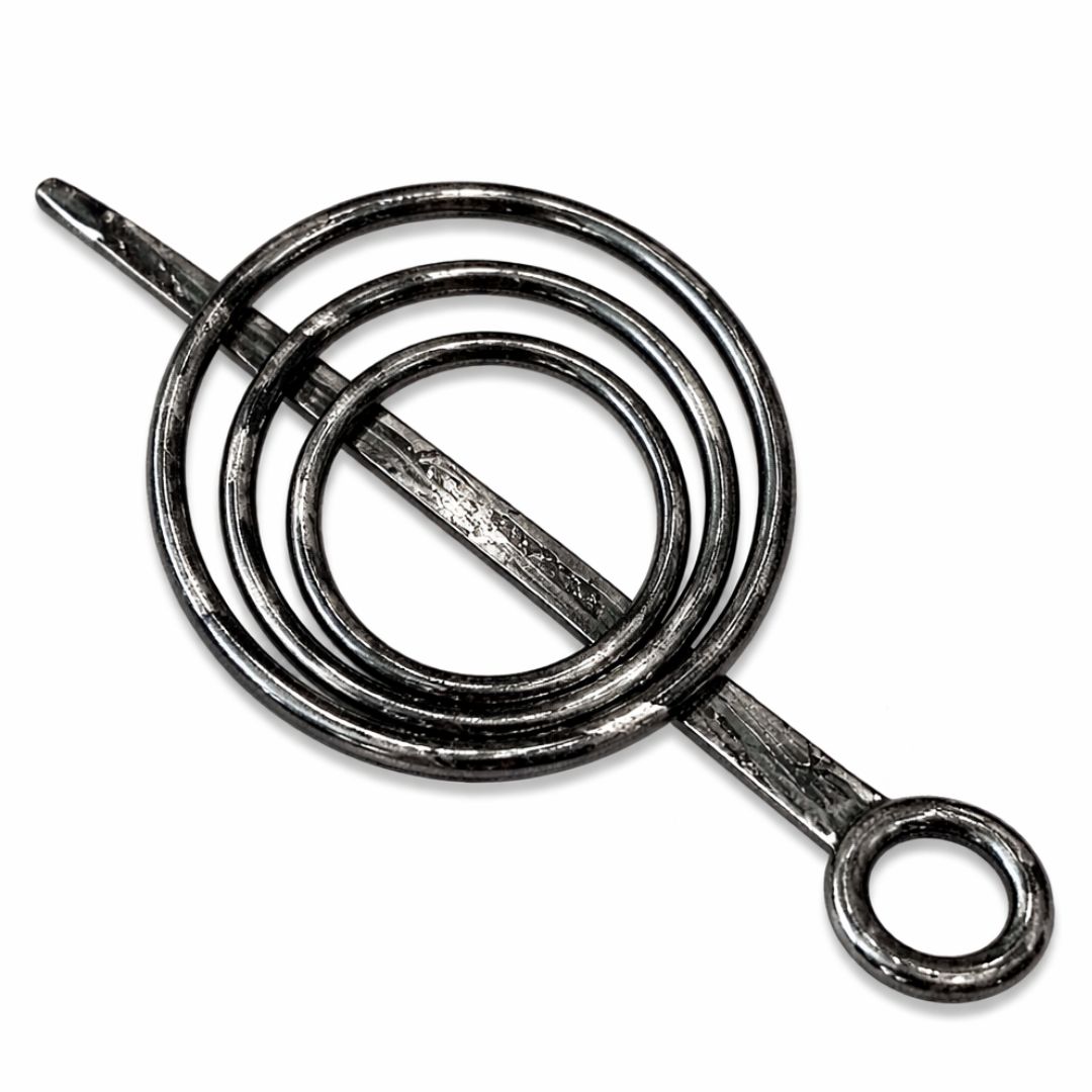 Strickjackenverschluss rund, schwarz/silberfarben – 95 mm Durchmesser