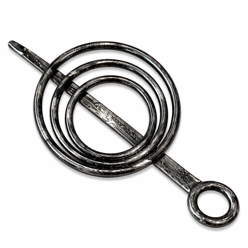 Strickjackenverschluss rund, schwarz/silberfarben – 95 mm Durchmesser