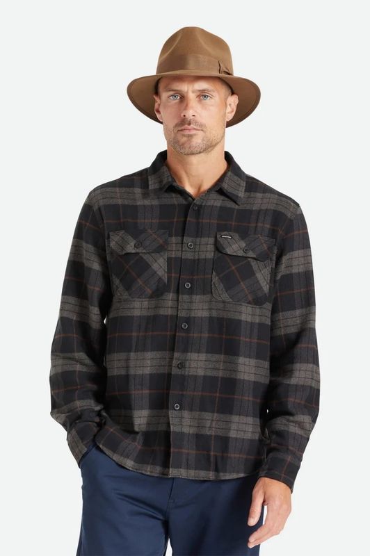 Brixton Men Bowery LS  Flannel- Black/Charcoal