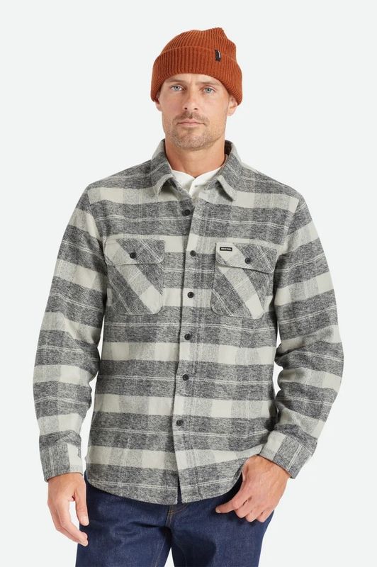 Brixton Bowery Heavy Weight LS  Flannel- Blk/Char