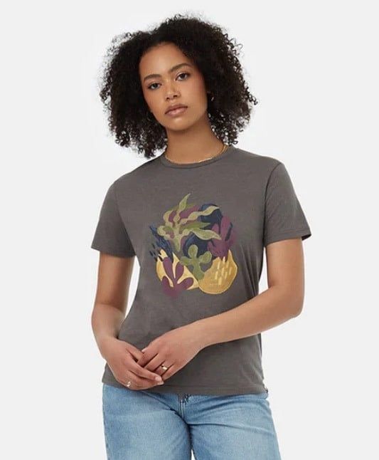 Tentree Womens Painterly Kelp Tee - Grey/Plum