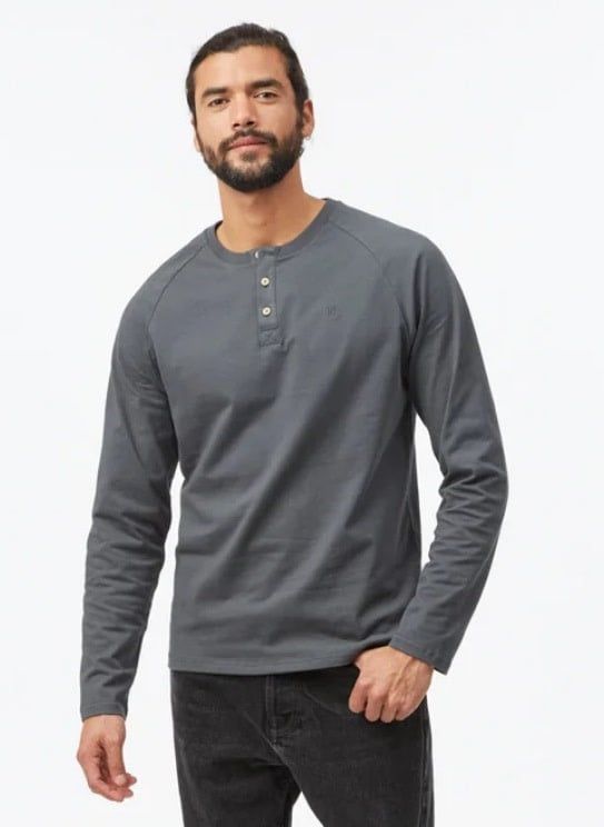 Tentree Men&#39;s Cotton Classic Henley LS - Urban Green