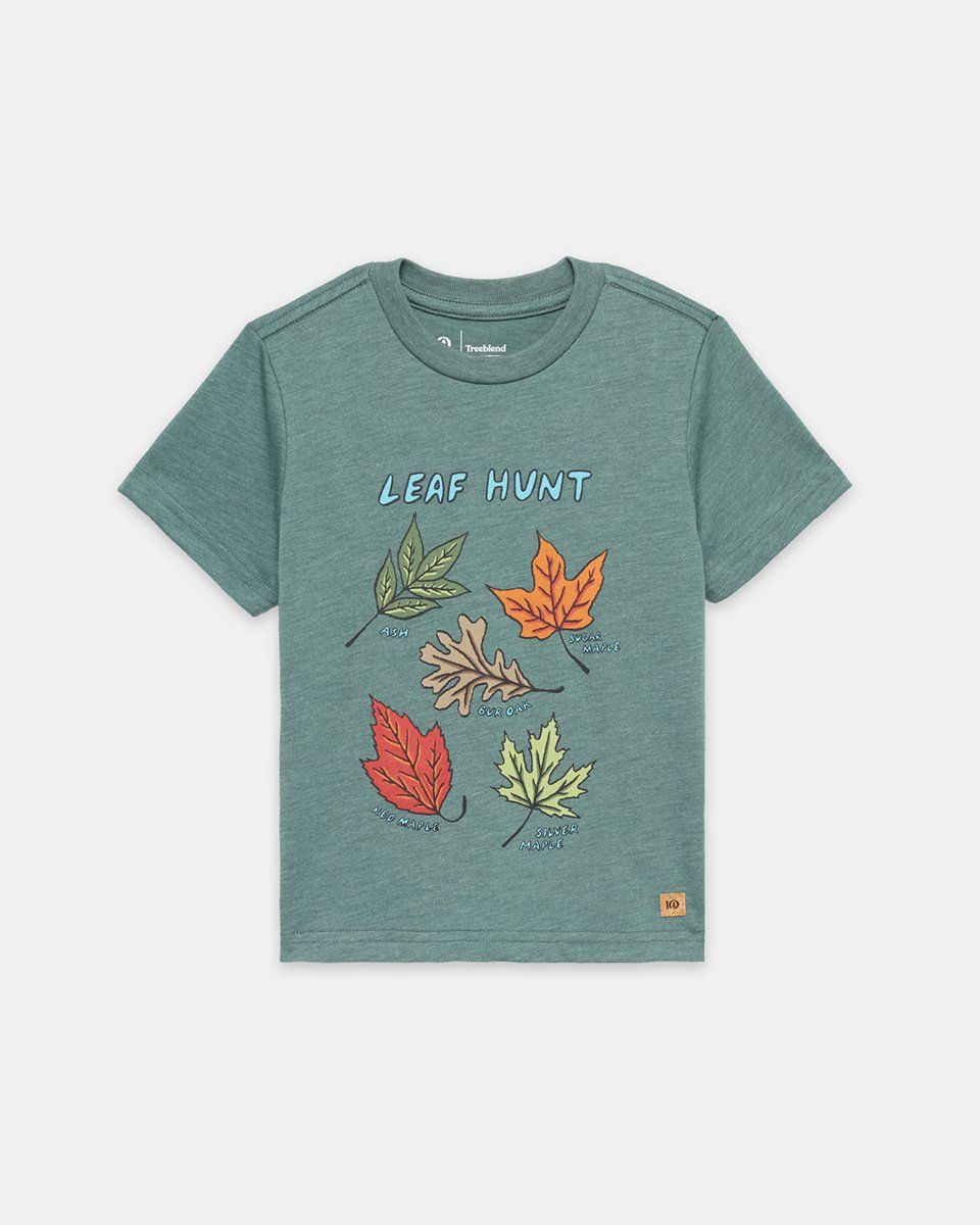 Tentree Kid&#39;s Leaf Hunt T-Shirt - Pine/Capri