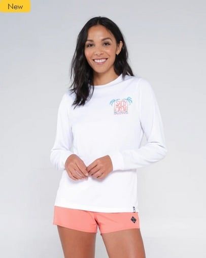Salty Crew Women&#39;s Postcard L/S Sun Shirt - White
