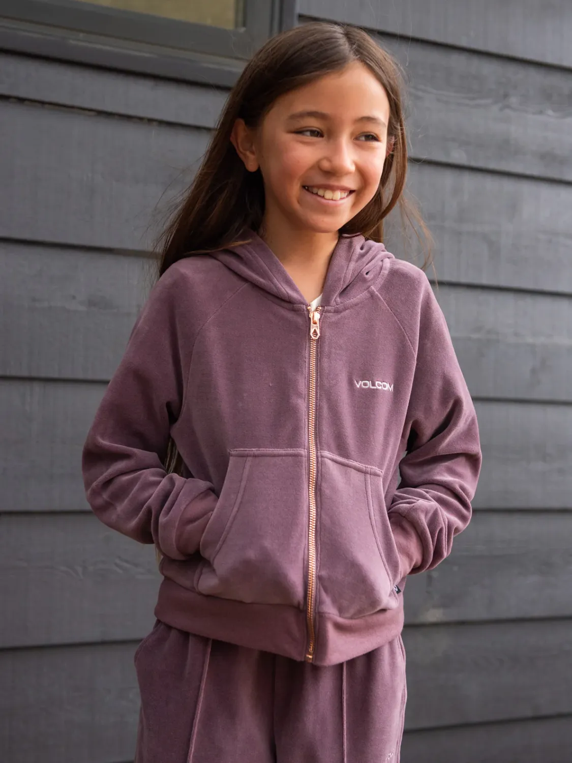 Volcom Girls LIL Velour Zip Fleece - ACI