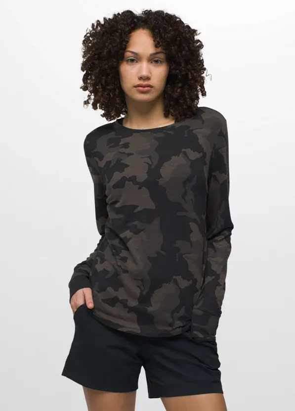 Prana Women&#39;s Cozy Up Long Sleeve Top - Black Camo