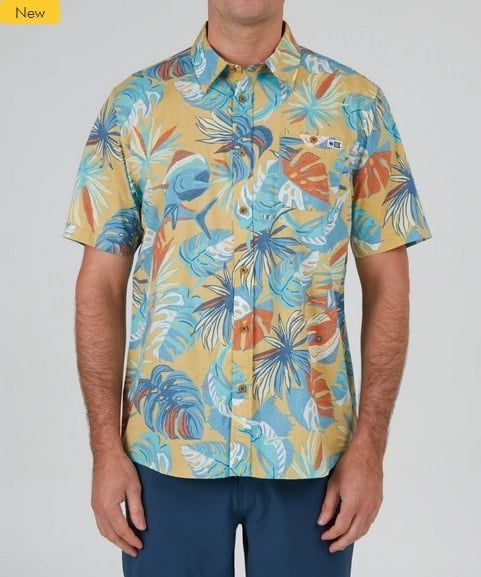 Salty Crew Men&#39;s Large Kine SS Woven - Seaweed
