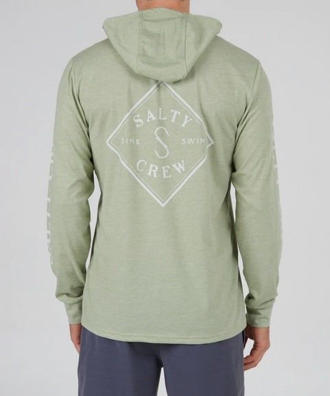 Salty Crew Men&#39;s Tippet Pocket Hood Tech Tee D.Sage