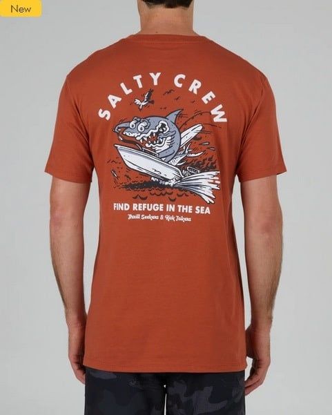 Salty Crew Mens Hot Rod Shark Premium Tee - Rust