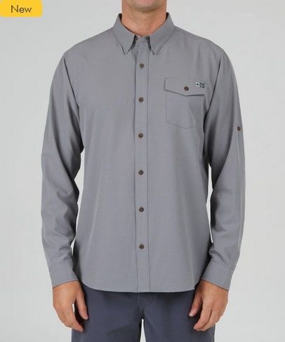Salty Crew Skipper Perf LT Tech Woven Dk Grey