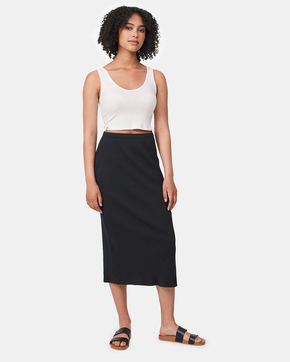 Tentree Womens Knit Rib Skirt Black