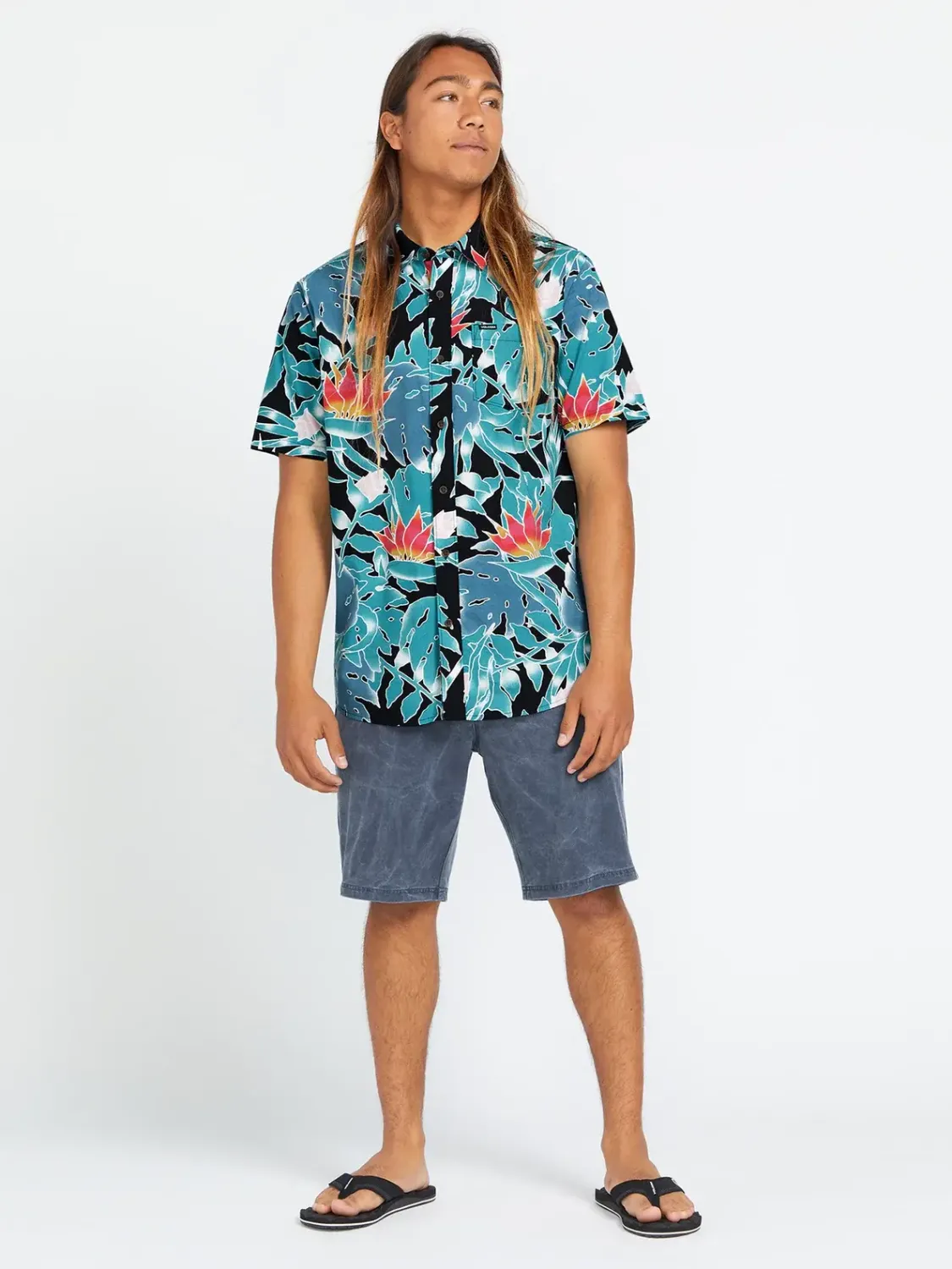 Volcom Mens Leaf Pit Floral SS - BLK