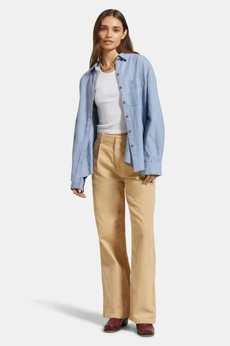 Brixton Women&#39;s East Side Boxy L/S Woven -  Chambray Blue