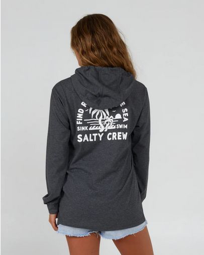 Salty Crew Womens Good Times Hooded Tech Tee - Char