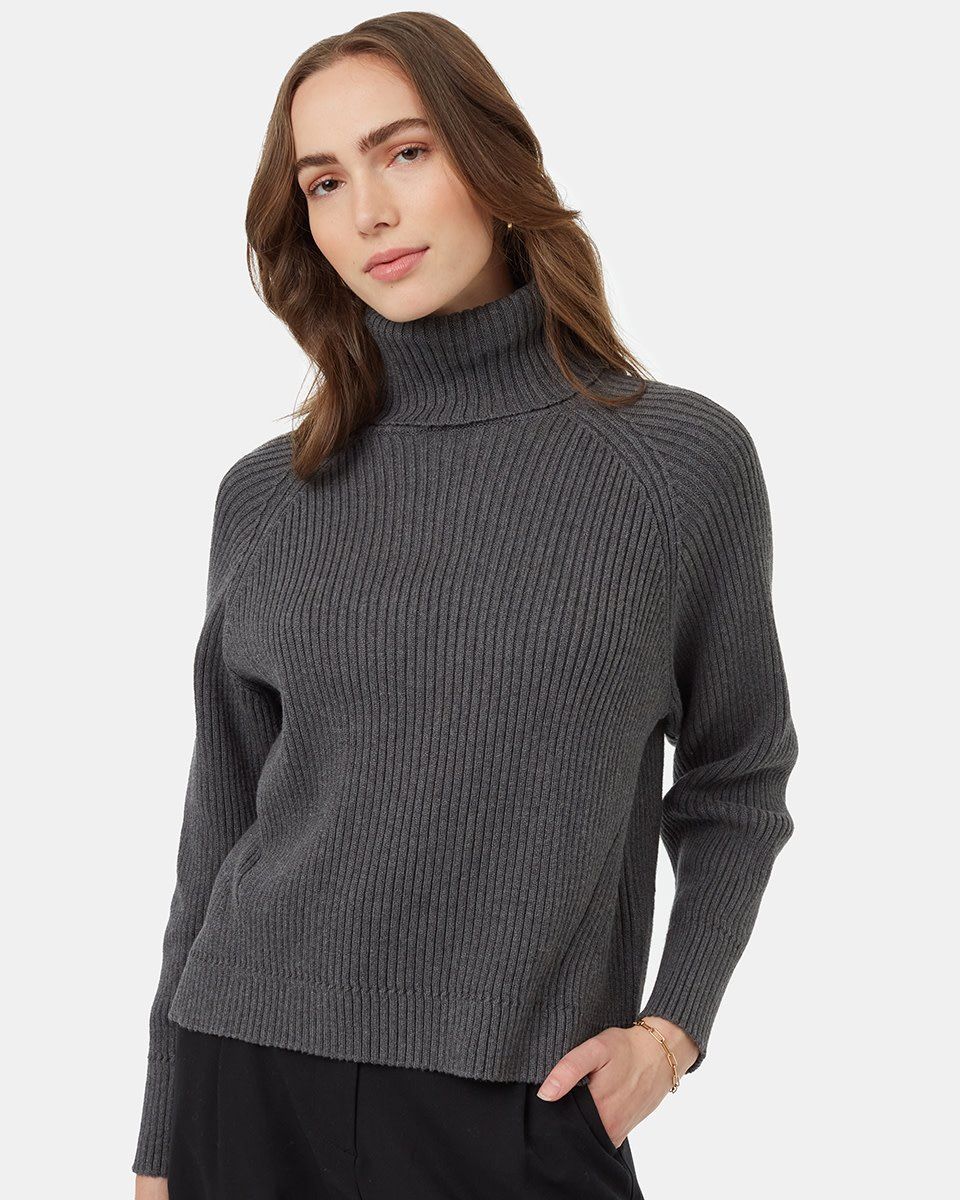 Tentree Womens Highline Swing Turtleneck - Dk Grey