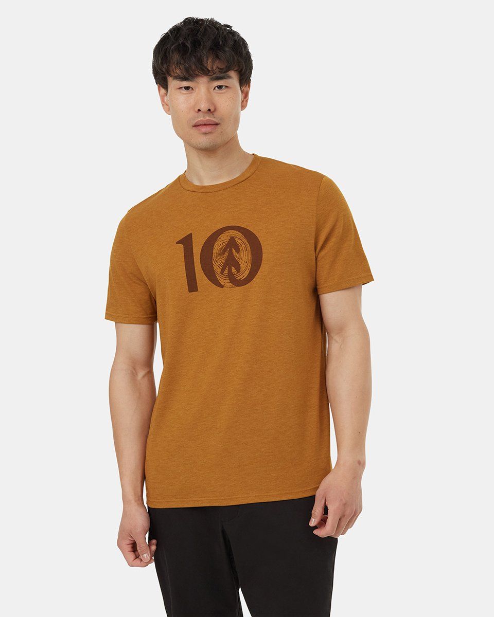 Tentree Men&#39;s Woodgrain Ten Tee - Golden Brown