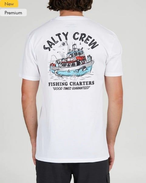 Salty Crew Fishing Charter Prem Tee White XXL