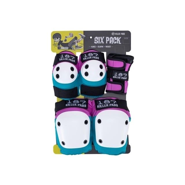 187 Six Pack Adult Pad Set - Pink/Teal - XS