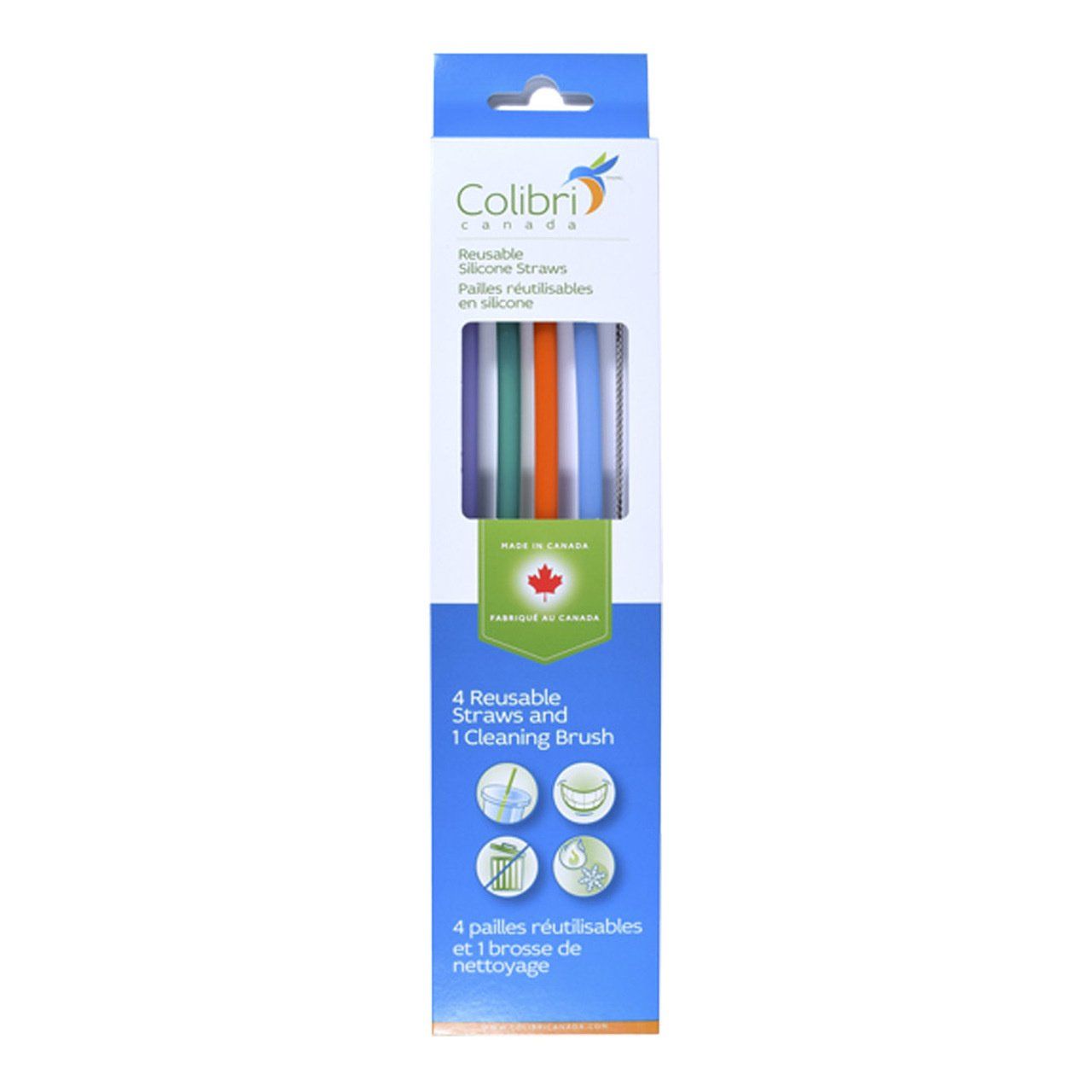 Colibri Silicone Straw pack (4) + cleaner