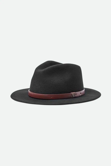 Brixton Messer Fedora 100% Wool, Color: Black, Size: XS - 54 cm