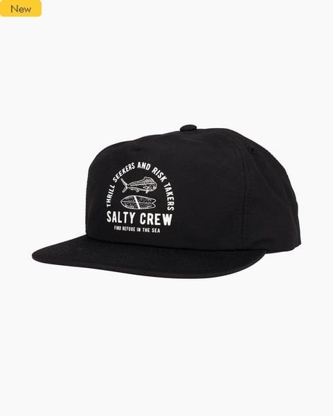 Salty Crew Lateral Line 5 Panel Hat, Color: Black