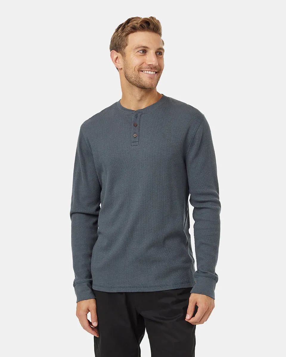 Tentree M TreeWaffle Henley Longsleeve - Forest Green