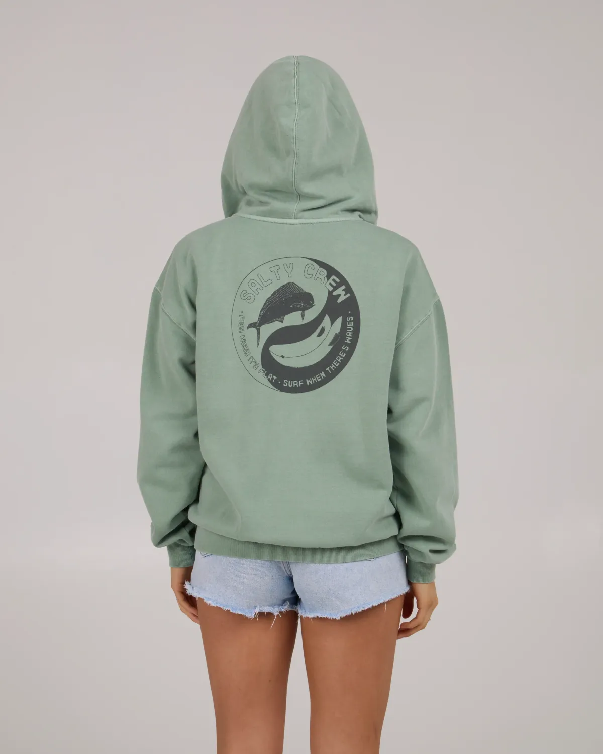 Salty Crew Women Fishin Yang  Zip Hoody - Sage