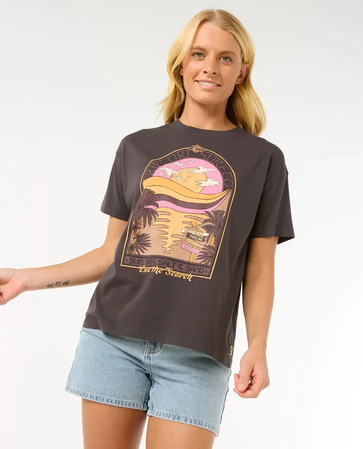 Rip Curl W Sun &amp; Sea Relaxed Tee - Blk