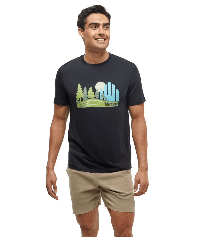 Tentree Men Urban Skyline Tee - Black Gulf Stream