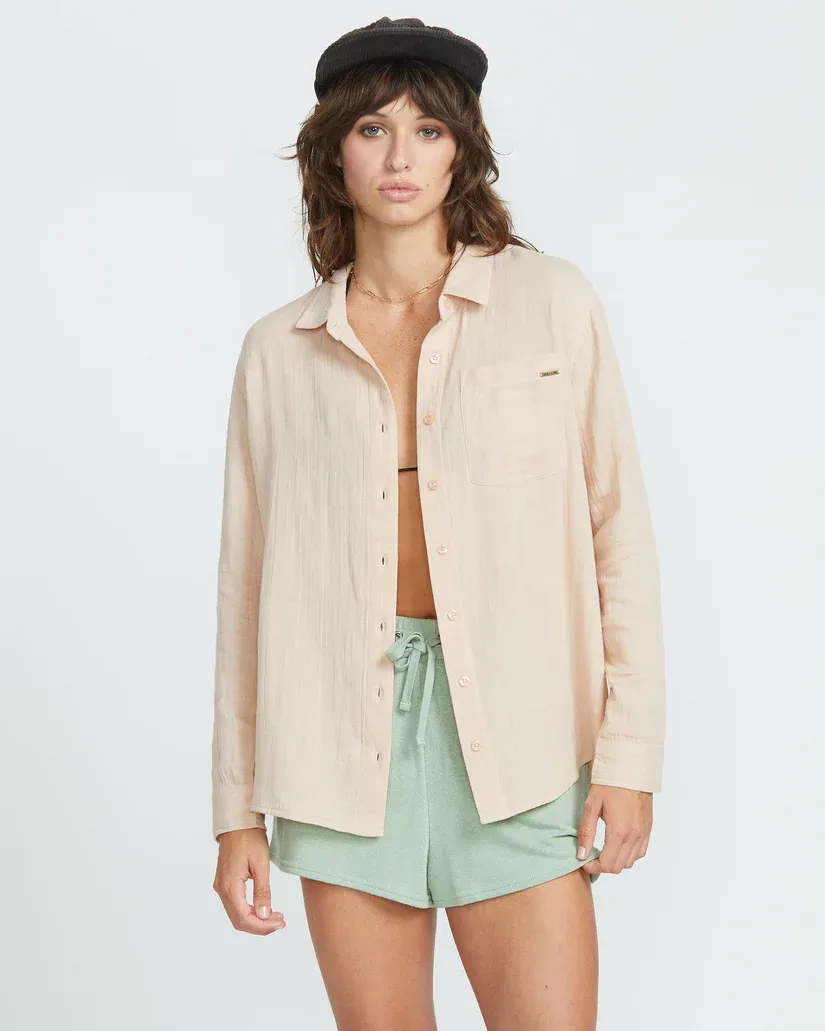 Volcom Womens LIL Button Up LS - CHG