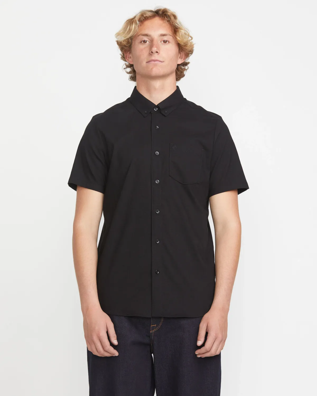 Volcom Men Everett Oxford SS Shirt- New Black NBK